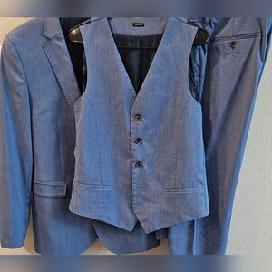 JF Men's 3 Piece Blue Suit Set